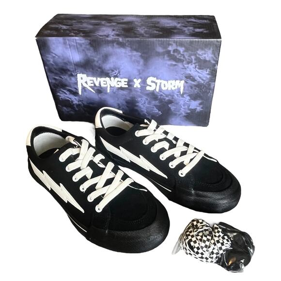 NEW Revenge x Storm Low Top SNEAKERS Black White Mens 7, Womens 8.5 SHOES Boxed! main image 14